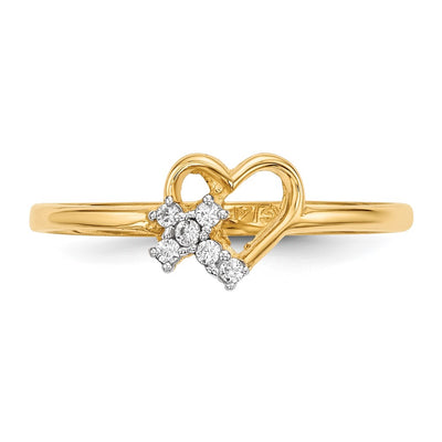 14K Heart w/CZ Cross Ring