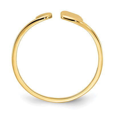 14K Gold Polished Cat Adjustable Cuff Ring