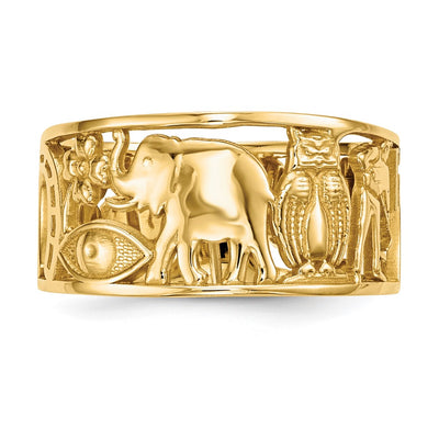 14K Lucky Symbols Cut Out Band