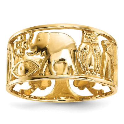 14K Lucky Symbols Cut Out Band