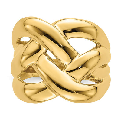 14K Polished Bold Basket Weave Dome Ring