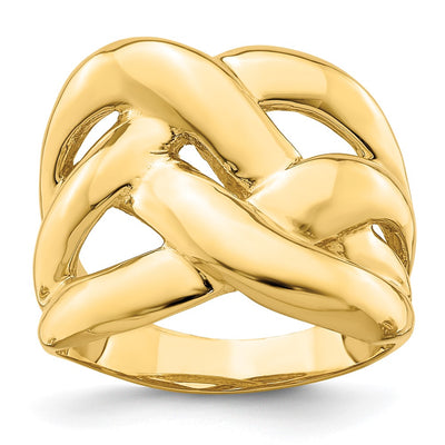 14K Polished Bold Basket Weave Dome Ring