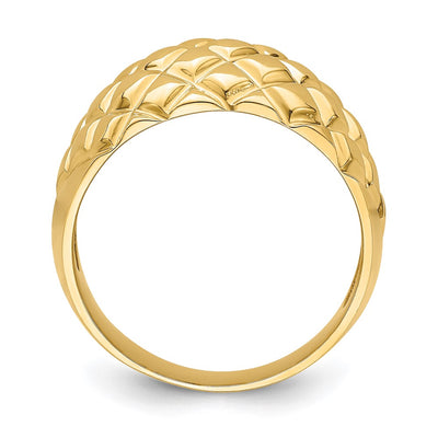 14K Polished Basket Weave Pattern Ring
