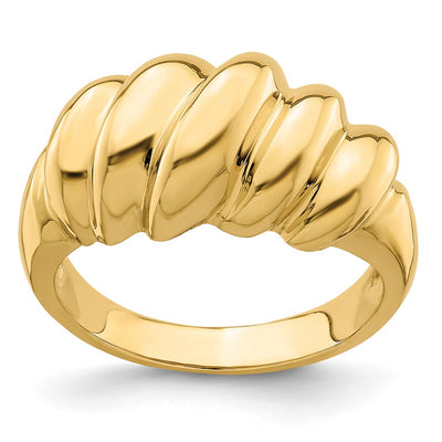 14K Polished Slanted Shrimp Dome Ring
