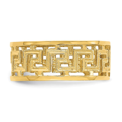 14K Polished Cut Out Greek Key Design Band