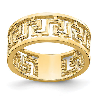 14K Polished Cut Out Greek Key Design Band
