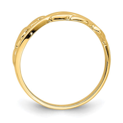 14K Polished w/ X Design Heart Band
