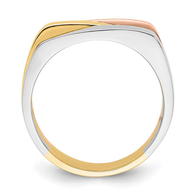 14K Tri-Color Contemporary Flat Top Band