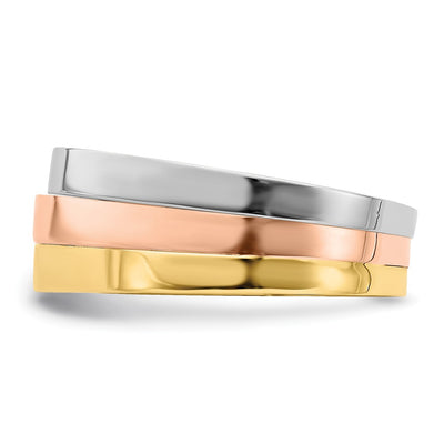 14K Tri-Color Triple Peaked Top Band