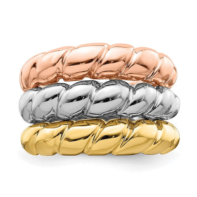 14K Tri-Color Triple Shrimp Band