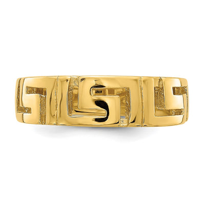 14K Greek Key Band w/ Tapered Shank Ring