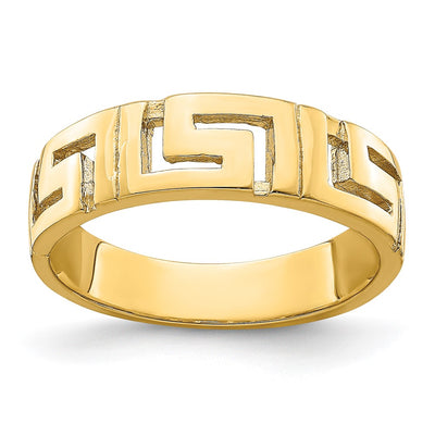 14K Greek Key Band w/ Tapered Shank Ring