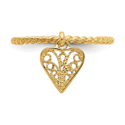 14K Dangle Heart Ring
