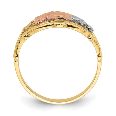 14K Two-Tone w/ White RH Two Elephants Ring