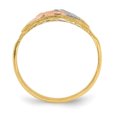 14K Two-tone w/White Rhodium Two Elephants Ring