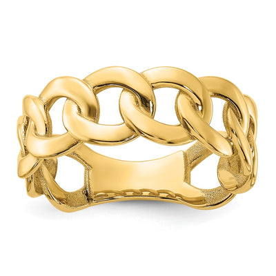 14K Yellow Gold Polished Men's Curb Link Ring Size 10