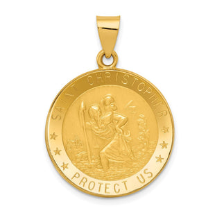 14k Saint Christopher Medal Hollow Pendant (Style REL137)