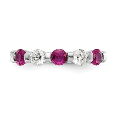 14K White Gold 1/3 carat Diamond and Ruby Complete Band