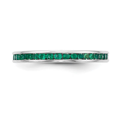 14K White Gold Emerald Complete Channel Band