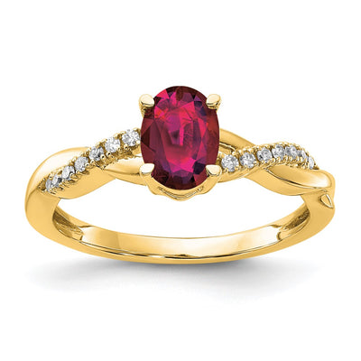 14K Oval Created Ruby and Diamond Ring
