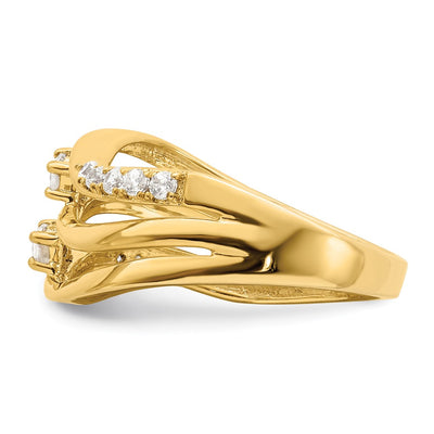 14K 3-row Wavy Diamond Ring