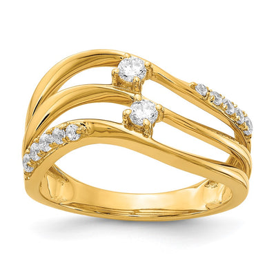 14K 3-row Wavy Diamond Ring