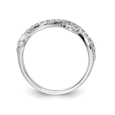 14K White Gold Diamond and Pear Peridot Curved Ring