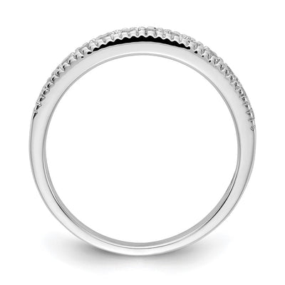 14K White Gold Diamond Beaded Edge Band