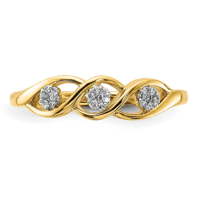 14K Gold Polished Diamond Wave Ring