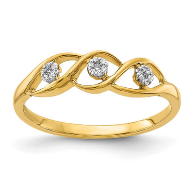 14K Gold Polished Diamond Wave Ring