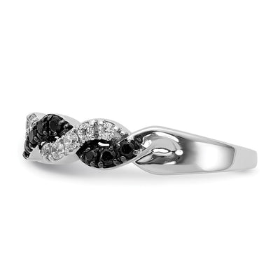14K White Gold Black/White Diamond Twist Ring