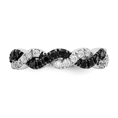 14K White Gold Black/White Diamond Twist Ring