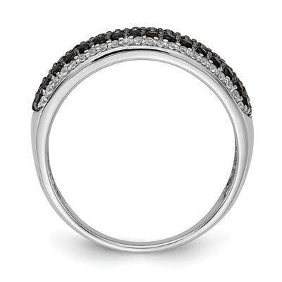 14K White Gold White and Black Diamond Band Ring