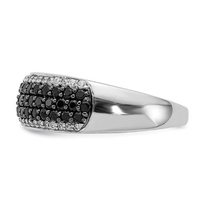 14K White Gold White and Black Diamond Band Ring
