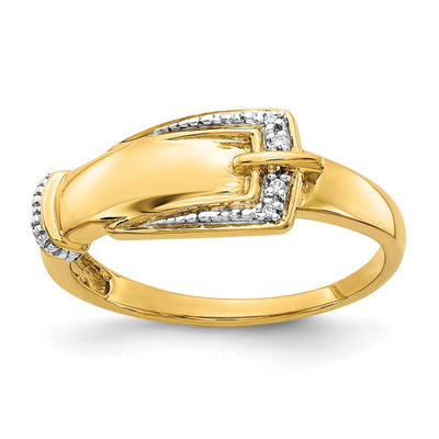 14K Rhodium Diamond Buckle Ring