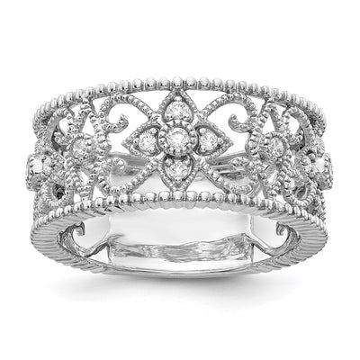 14K White Gold Diamond Vintage Band