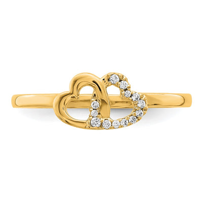 14K Diamond Double Heart Ring