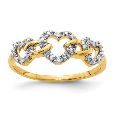 14K Diamond Triple Heart Ring