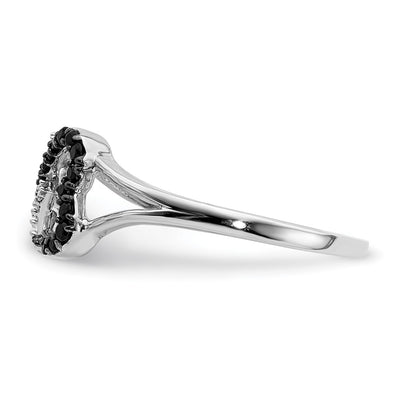 14K White Gold Black and White Diamond Infinity Heart Ring