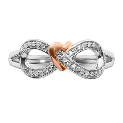 14K Two-tone Diamond Infinity w/Heart Ring