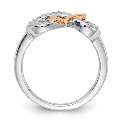14K Two Tone Diamond Heart Infinity Symbol Ring
