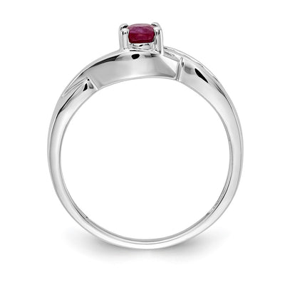 14K White Gold Oval Composite Ruby and Diamond Ring