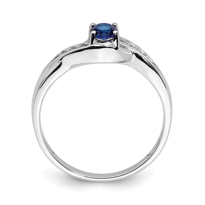 14K White Gold Oval Sapphire Diamond Ring
