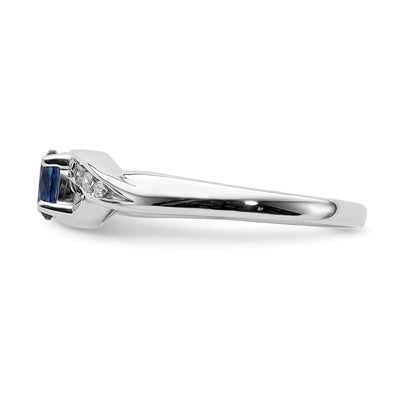 14K White Gold Oval Sapphire Diamond Ring