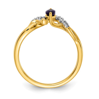 14K Diamond and Marquise Sapphire Ring