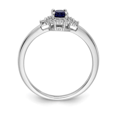 14K White Gold Oval Sapphire and Diamond Halo Ring