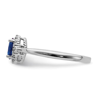 14K White Gold Oval Sapphire and Diamond Halo Ring
