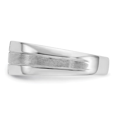 14K White Gold Mens Diamond Polished and Satin Ring