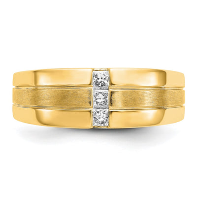 14K Mens Diamond Polished and Satin Ring