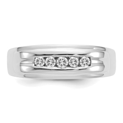 14K White Gold Diamond Mens 5-stone Ring